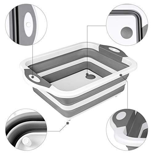QiMH Collapsible Cutting Board - Foldable Multi-function Dish Tub - Washing and Draining Veggies Fruits Food Grade Sink Storage Basket(8.5 Quart) - New Kitchen and Camping Essentials