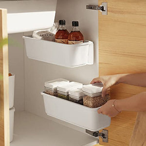 Baffect 2 pcs Under Sink Organizers Pull Out Cabinet Organizer Slide Out Plastic Storage Drawers Sliding Basket for Kitchen Bathroom Undersink (White)