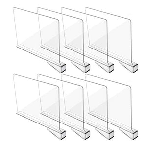 Acrylic Shelf Dividers, 8 Pack Clear Shelf Divider for Closet Organization,  Wood Shelves Clothes Dividers for Closets, Vertical Closet Separators