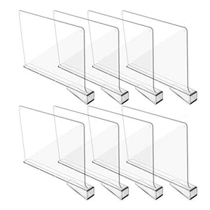 8x Clear Acrylic Shelf Dividers Closet Shelf Separator for