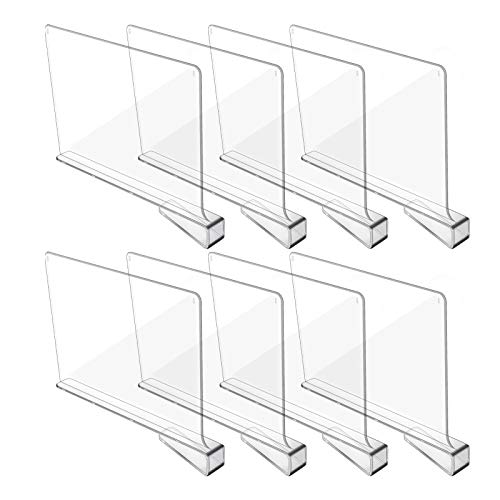 6 Pcs Clear Acrylic Shelf Dividers, Closets Shelf and Closet Separator for  Organization in Bedroom, Kitchen and Office Shelves