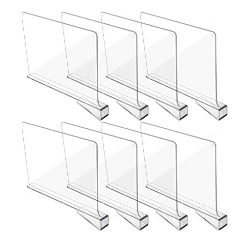 6 Pcs Clear Acrylic Shelf Dividers, Closets Shelf and Closet Separator for  Organization in Bedroom, Kitchen and Office Shelves 