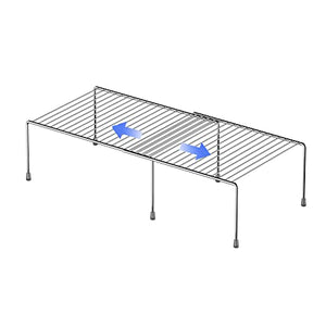 Redrubbit Cabinet Storage Shelf Rack, Expandable Metal Rustproof Kitchen Counter and Cabinet Shelf, Storage Rack Organizer Space Saver for Kitchen, Fridge, Cabinet, Bathroom, Chrome