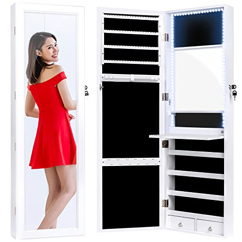 Full Length Mirror Jewelry Cabinet Jewelry Makeup Organizer with