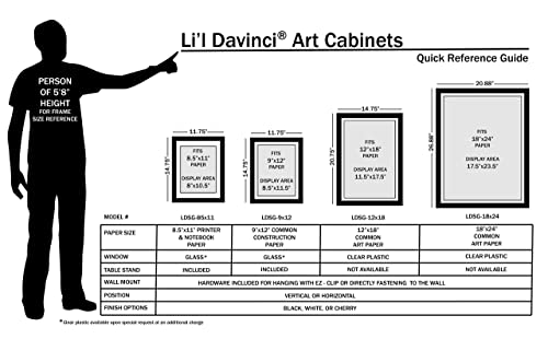 Li'l DAVINCI Art Frames: front-opening, EZ Store wooden frames that allow you to hold up to 50 items in each! (Black, 8.5 x 11)