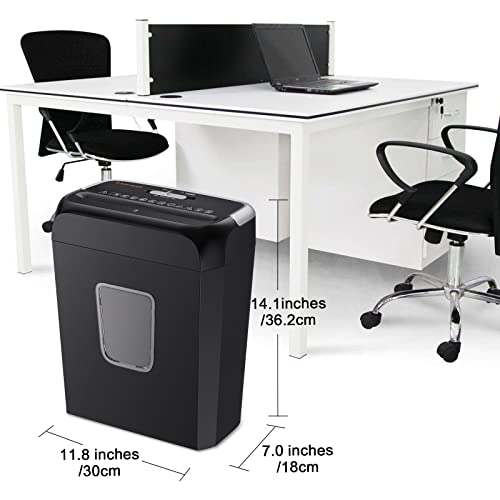 bonsaii Paper Shredder for Home Use, 6-Sheet Crosscut Paper and Credit Card Shredder for Home Office, Home Shredder with Handle for Document, Mail, Staple, Clip-3.4 Gal Wastebasket(C237-B)