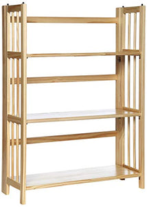 Casual Home 3-Shelf Folding Stackable Bookcase (27.5" Wide)-Natural