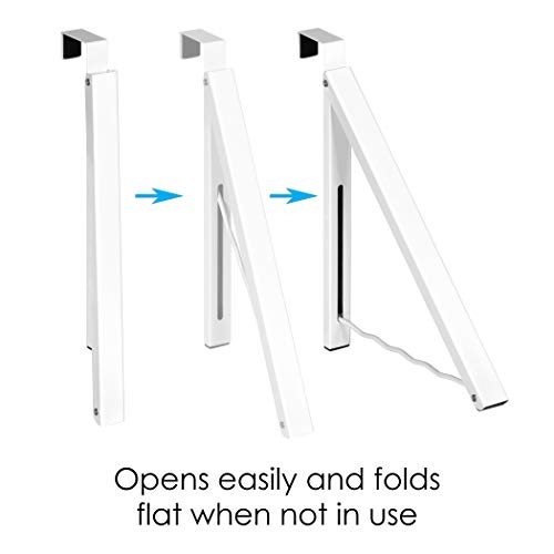 Over The Door Closet Valet - Single Hook Retractable Collapsible Folding Hanging Rack Organizer Perfect for Clothes & Towels Ideal for Bathrooms, Dorm Rooms Etc. - White (Includes one Hook)