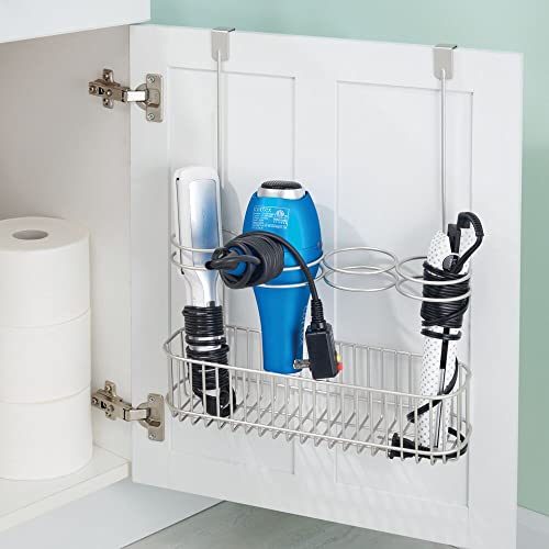 mDesign Over Door Bathroom Hair Care Styling Tool Organizer