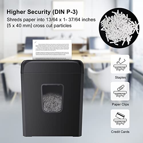 bonsaii Paper Shredder for Home Use, 6-Sheet Crosscut Paper and Credit Card Shredder for Home Office, Home Shredder with Handle for Document, Mail, Staple, Clip-3.4 Gal Wastebasket(C237-B)