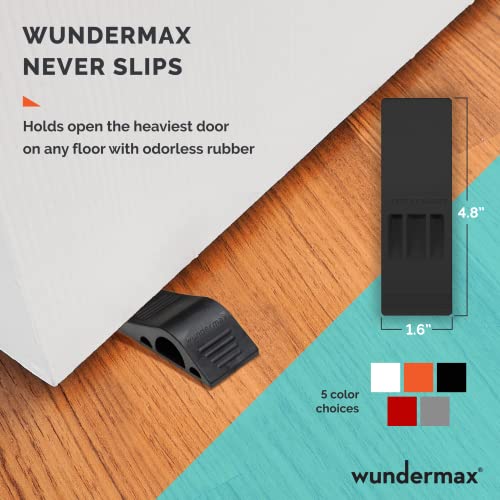 Wundermax Door Stoppers - Rubber Security Wedge for Bottom of Door on Carpet, Concrete, Tile, Linoleum & Wood - Heavy Duty Door Stop - Home Improvement - 3 Pack - Gray
