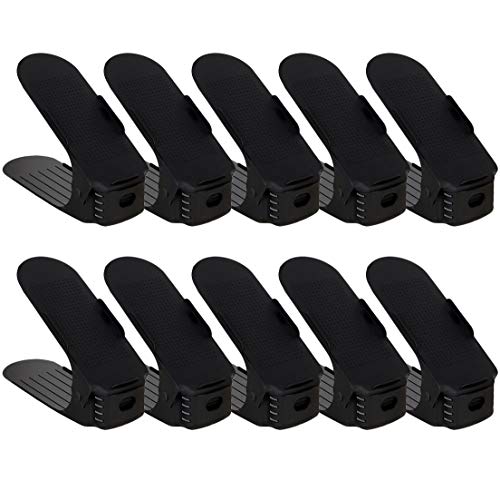 PENGKE Shoe Slots Space Saver,Shoe Slot Space Saver,Shoe Slots Organizer,Shoe Organizer Space Saver,Shoe Stacker,Easy Shoe Organizer,Black Pack of 10