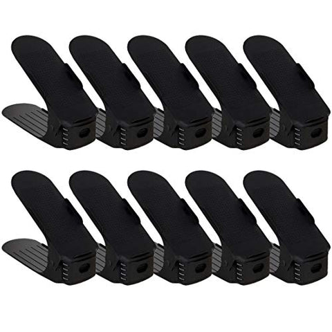 PENGKE Shoe Slots Space Saver,Shoe Slot Space Saver,Shoe Slots Organizer,Shoe Organizer Space Saver,Shoe Stacker,Easy Shoe Organizer,Black Pack of 10