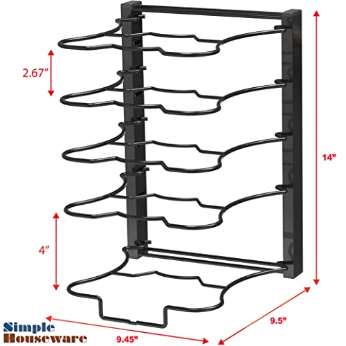 Simple Houseware Iron 5 Compartments Height Adjustable Pan Organizer, Black
