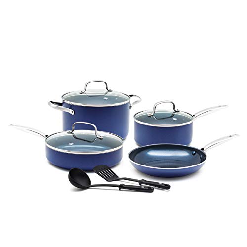 Blue Diamond Cookware Diamond Infused Ceramic Nonstick, 2QT Saucepan Pot  with Lid, PFAS-Free, Dishwasher Safe, Oven Safe, Blue