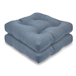 Sunbrella Reversible Outdoor/Indoor Seat Cushion (Set of 2) (Denim)