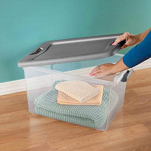 Sterilite 64 Quart Clear Storage Tote W/Lid, 23-3/4x16x13-1/2 - Lot of 6