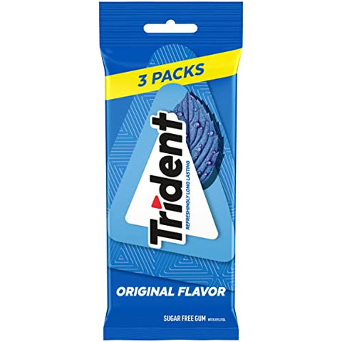 Trident Original Flavor Sugar Free Gum, 3 Packs of 14 Pieces (42 Total Pieces)