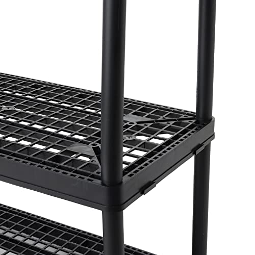Gracious Living 4 Shelf Fixed Height Ventilated Heavy Duty Storage Unit 18 x 36 x 54 Organizer System for Home, Garage, Basement, and Laundry, Black