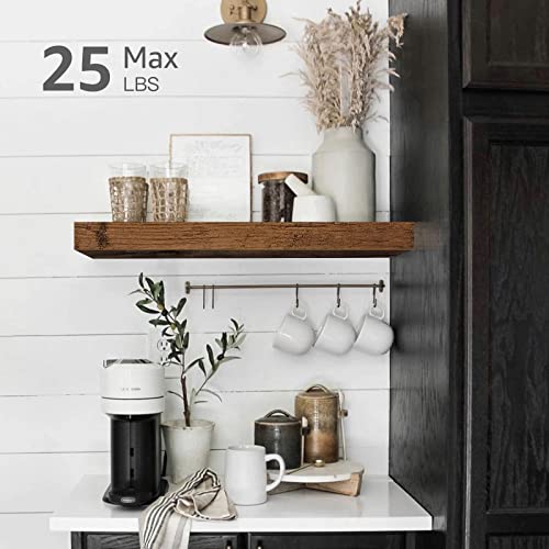 QEEIG Floating Shelves Bathroom Decor - Book Shelf for Wall Bedroom Kitchen Farmhouse Small 16 inch Set of 2, Rustic Brown (008-40BN)