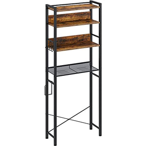 Rolanstar Bathroom Space Saver, 4-Tier Over The Toilet Storage Rack, Wooden Freestanding Bathroom Organizer, Multifunctional Bathroom Toilet Rack, Rustic Brown