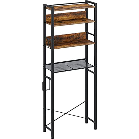 Rolanstar Bathroom Space Saver, 4-Tier Over The Toilet Storage Rack, Wooden Freestanding Bathroom Organizer, Multifunctional Bathroom Toilet Rack, Rustic Brown