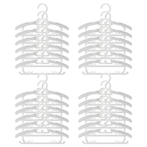 BESSLEE 24 Pack Adjustable Baby Clothes Hangers for Closet, Stackable Heavy Duty Plastic Hanger for Infant Newborn Toddler Kid, Expandable for Pants Shirts Coats Jackets, 11”-14” Neutral White