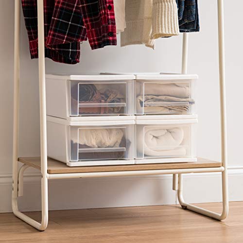 IRIS USA SD-22 Plastic Stacking Drawer, 4-Pack Storage Organizer Unit, 7-Quart, White, 4 Count