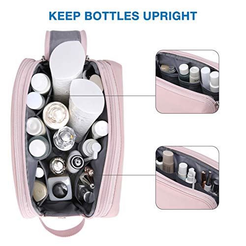 Toiletry Bag for Women, BAGSMART Travel Toiletry Organizer Dopp Kit Water-resistant Shaving Bag for Toiletries Accessories, Pink