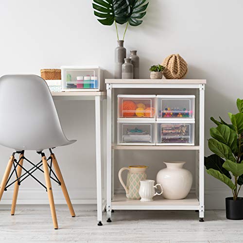 IRIS USA SD-22 Plastic Stacking Drawer, 4-Pack Storage Organizer Unit, 7-Quart, White, 4 Count