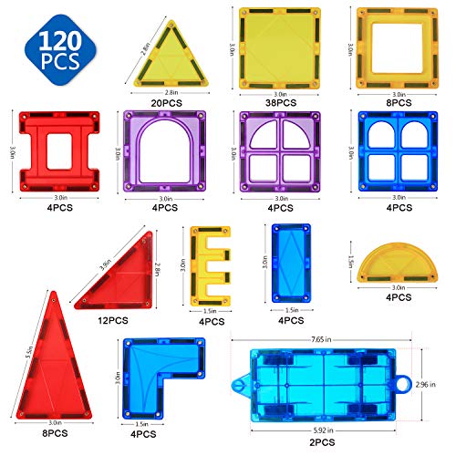 MAGBLOCK 120 PCS Magnetic Blocks, Magnetic Tiles Building Blocks for Kids Toys丨Magnet Toys Set 3D Building Blocks for Toddler Boys and Girls
