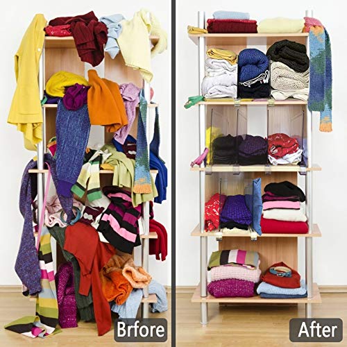 Hmdivor Clear Acrylic Shelf Dividers, Closets Shelf and Closet Separator for Organization in Bedroom, Kitchen and Office Shelves (8 Pack)