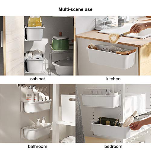 Baffect 2 pcs Under Sink Organizers Pull Out Cabinet Organizer Slide Out Plastic Storage Drawers Sliding Basket for Kitchen Bathroom Undersink (White)