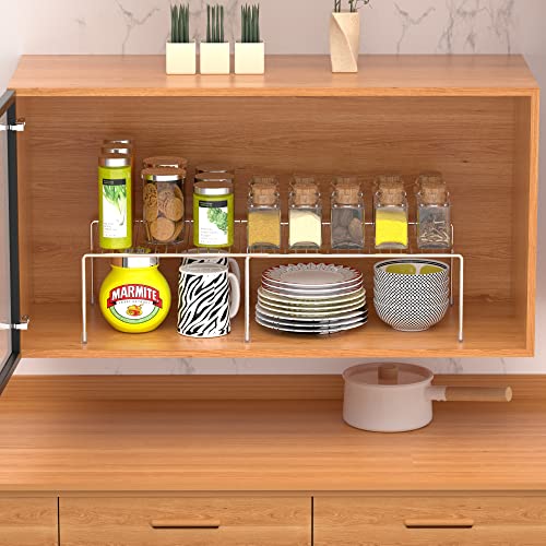Redrubbit Cabinet Storage Shelf Rack, Expandable Metal Rustproof Kitchen Counter and Cabinet Shelf, Storage Rack Organizer Space Saver for Kitchen, Fridge, Cabinet, Bathroom, Chrome