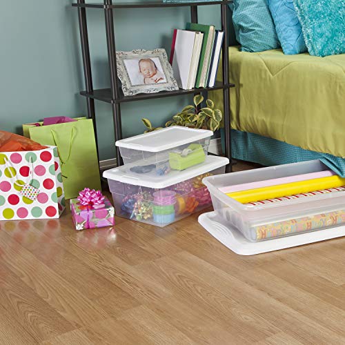 Sterilite 16428012 6 Quart/5.7 Liter Storage Box, White Lid with Clear Base (Pack of 12)