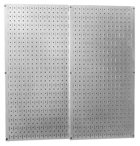 Wall Control 30-P-3232GV Galvanized Steel Pegboard Pack & Hiltex 53106 Pegboard Hooks Organizer Accessories Set, 50 Piece | Chrome Plated Assortment