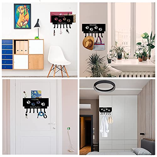 Dog Leash Holder for Wall, Dog Stuff Storage Organizer, Mail Organizer and Key Holder Wall Mount with 6 Hooks - Dog Leash, Dog Stuff, Key, Letter, Sunglasses Organizer Wall for Entryway, Farmhouse