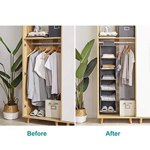 YOUDENOVA Hanging Closet Organizers and Storage, 6-Shelf Closet Hanging Storage Shelves, Grey