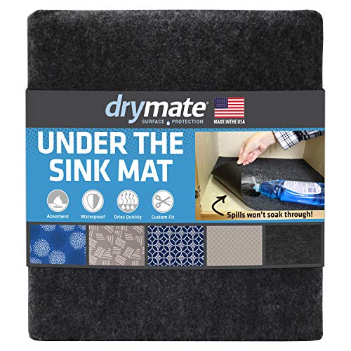 Drymate Premium Under The Sink Mat (24” x 29”), Cabinet Protection Mat, Shelf Liner - Absorbent/Waterproof/Slip-Resistant - Machine Washable, Durable (Made in The USA) (Charcoal)