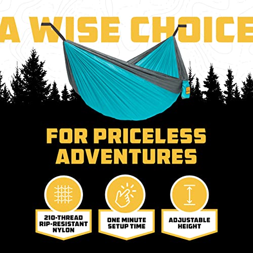 Wise Owl Outfitters Hammock for Camping Single & Double Hammocks Gear for The Outdoors Backpacking Survival or Travel - Portable Lightweight Parachute Nylon DO Navy & Lt Blue