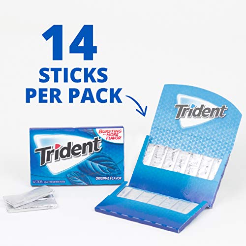 Trident Original Flavor Sugar Free Gum, 3 Packs of 14 Pieces (42 Total Pieces)
