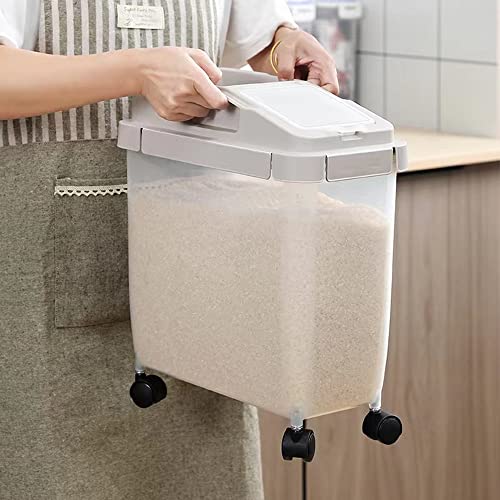 20Lb Airtight Rice Storage Container with Wheels, Dry Food Cereal Flou –  Home Harmony