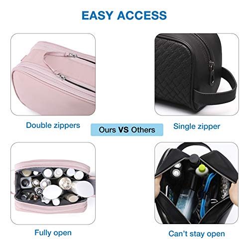 Toiletry Bag for Women, BAGSMART Travel Toiletry Organizer Dopp Kit Water-resistant Shaving Bag for Toiletries Accessories, Pink