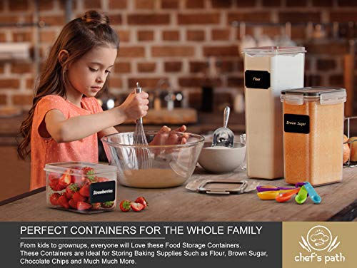 Airtight Food Storage Container Set - 24 Piece, Kitchen & Pantry Organization, BPA-Free, Plastic Canisters with Durable Lids Ideal for Cereal, Flour & Sugar - Labels, Marker & Spoon Set