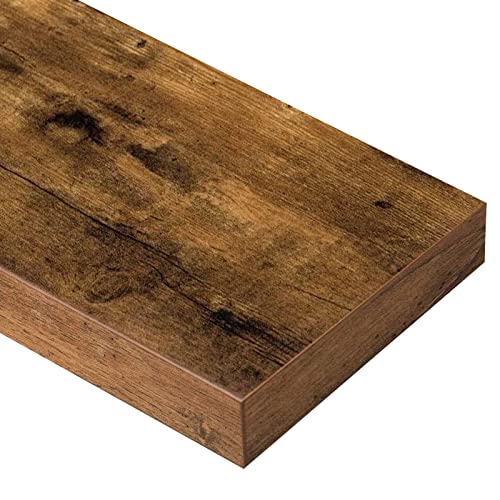 QEEIG Floating Shelves Bathroom Decor - Book Shelf for Wall Bedroom Kitchen Farmhouse Small 16 inch Set of 2, Rustic Brown (008-40BN)