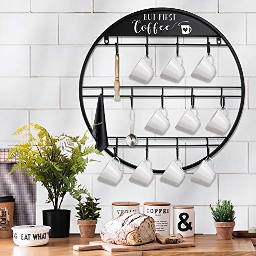 AJART Coffee Mug Rack (22.8"/13 Hooks) Large Organizers and Storage Coffee Mug Holder Wall Mounted