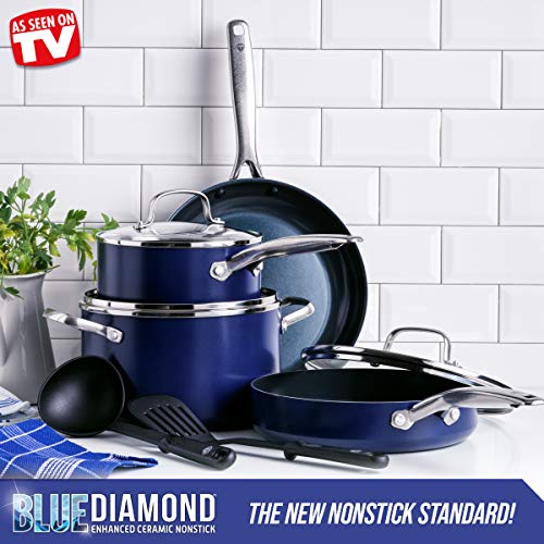 As Seen on TV Blue Diamond 10-Piece Cookware Set, Blue