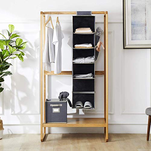 YOUDENOVA Hanging Closet Organizers and Storage, 6-Shelf Closet Hanging Storage Shelves, Grey