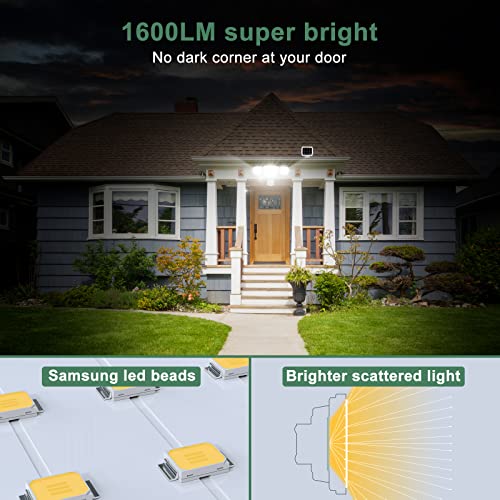 GLORIOUS-LITE Solar Security Light Outdoor, 1600LM Solar LED Motion Sensor Light with 3 Adjustable Head, 5500K, IP65 Waterproof Flood Light for Backyard, Pathway & Patio