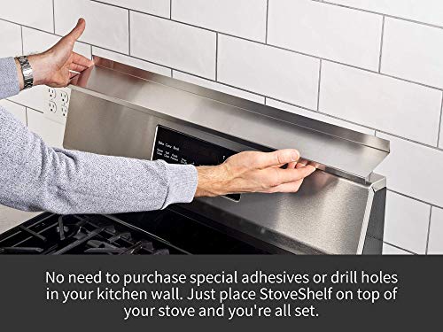 StoveShelf Magnetic Shelf for Kitchen Stove - Kitchen Storage Solution with Zero Installation - Stainless Steel - 30" Length